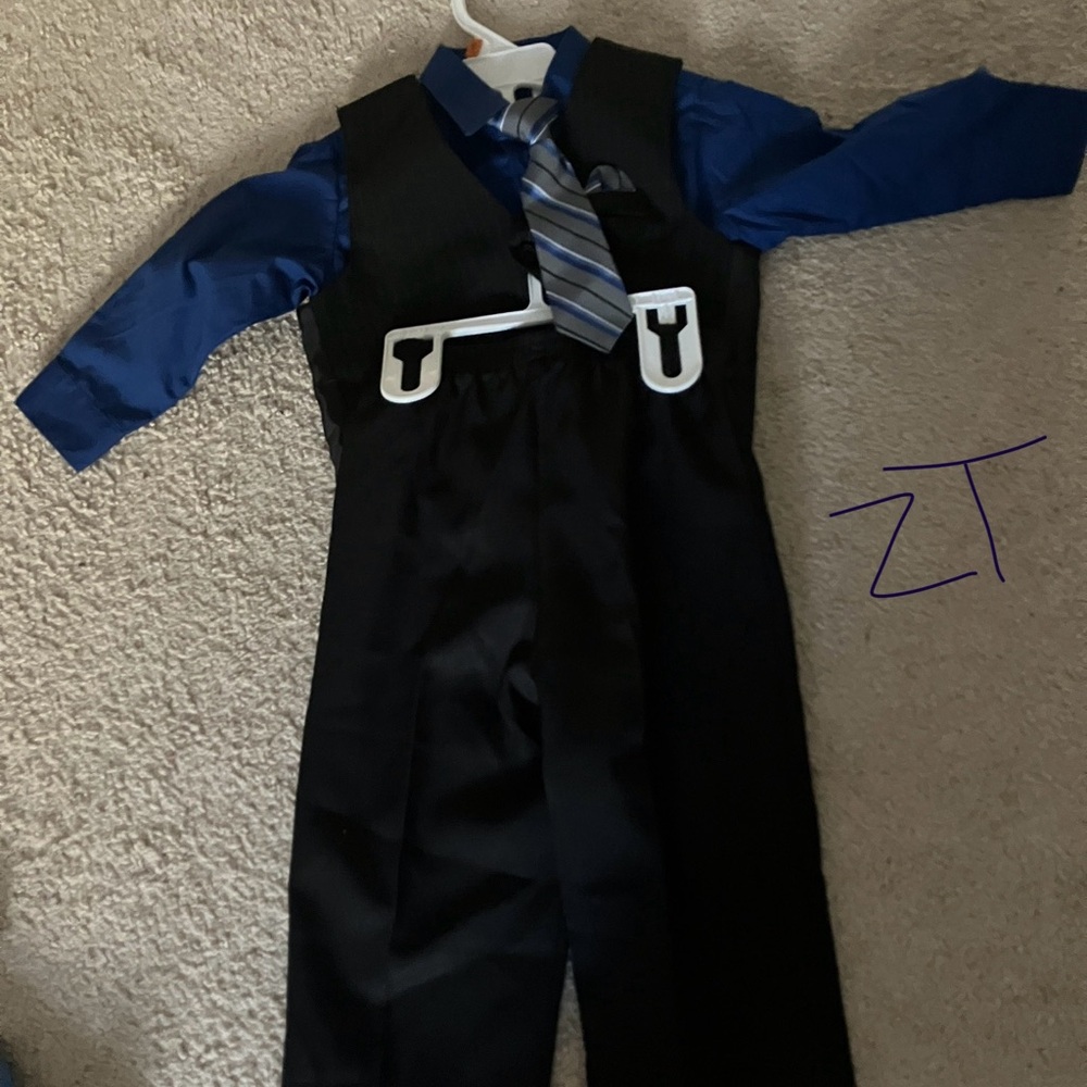 Kids Formal vest and dress shirt- Blue and Black